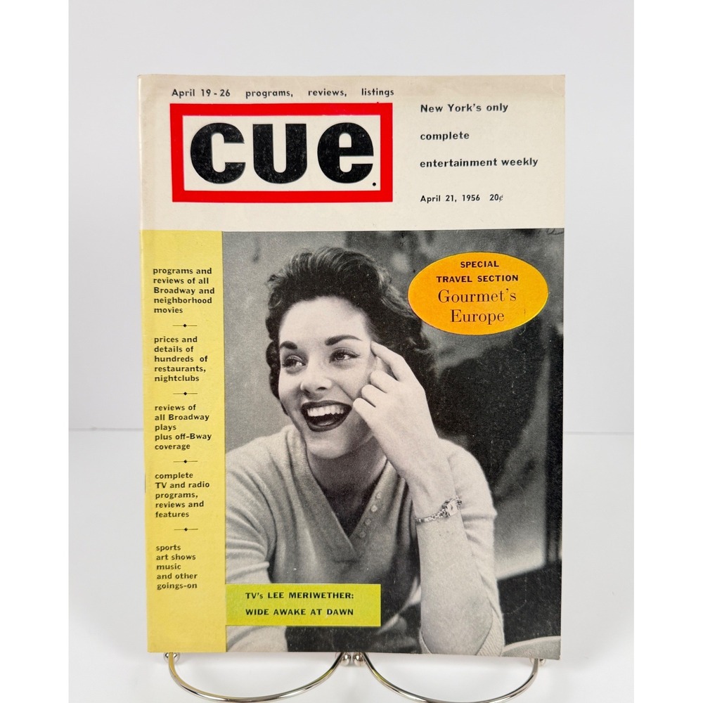 Vintage 1956 Cue Magazine Lee Meriwether Cover NYC Broadway TV Ads April 21